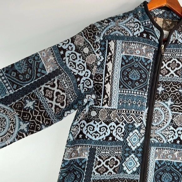 VINTAGE Tradition Country Collection Blue Tapestry Jacket Patchwork M - Picture 4 of 10